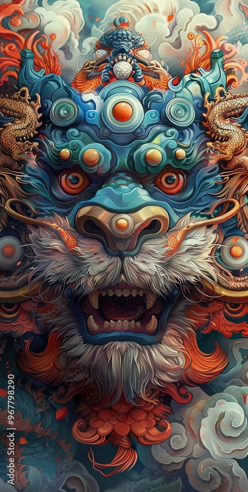 Guardian of the East: A Majestic Chinese Dragon Amidst Swirling Clouds Guardian of the East: A Majestic Chinese Dragon Amidst Swirling Clouds