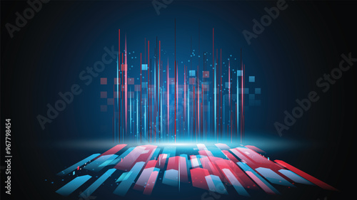 Abstract technology background Hi-tech communication concept, technology, digital business, innovation, science fiction scene vector illustration with copy-space.