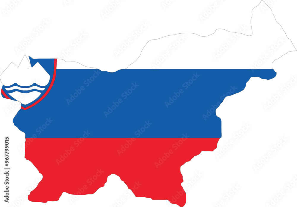 Fototapeta premium Slovenia Flag in Map, Slovenia Map with Flag, Map of Slovenia, Map with Flag, Nation Flag Slovenia