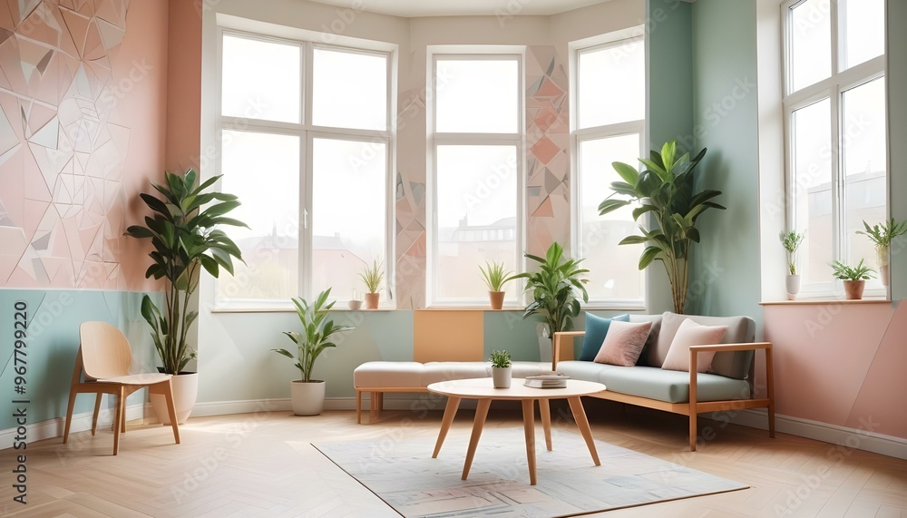 Photo interior modern design room 3d illustration; Photo interior modern design room 3d illustration;