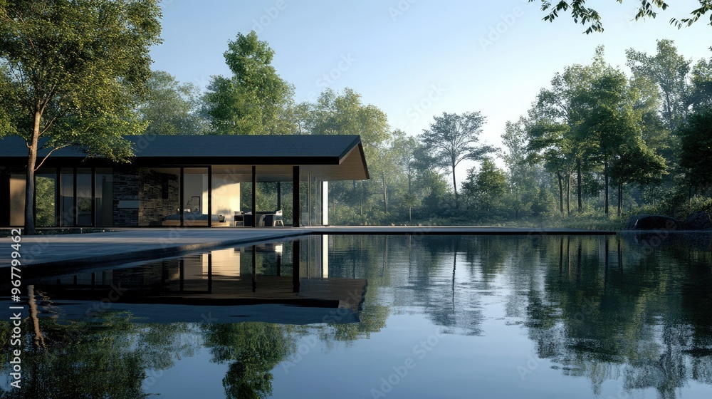 Mindful presence at a tranquil lakeside retreat, with a calm water surface reflecting the surrounding nature. Mindful presence at a tranquil lakeside retreat, with a calm water surface reflecting the surrounding nature.