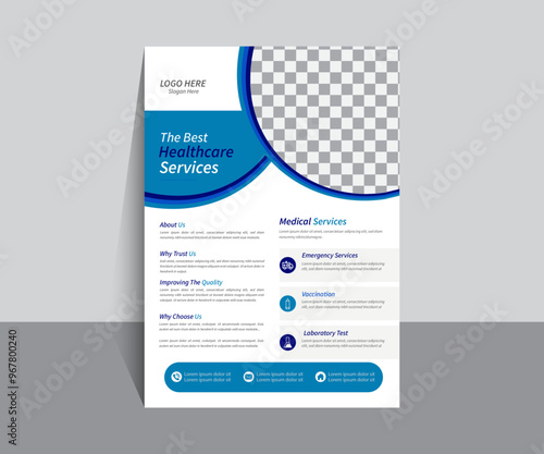 Medical Corporate Business healthcare A4 Flyer design Template, fully editable flyer poster design for print, vector design for Brochure Annual Report Poster. 