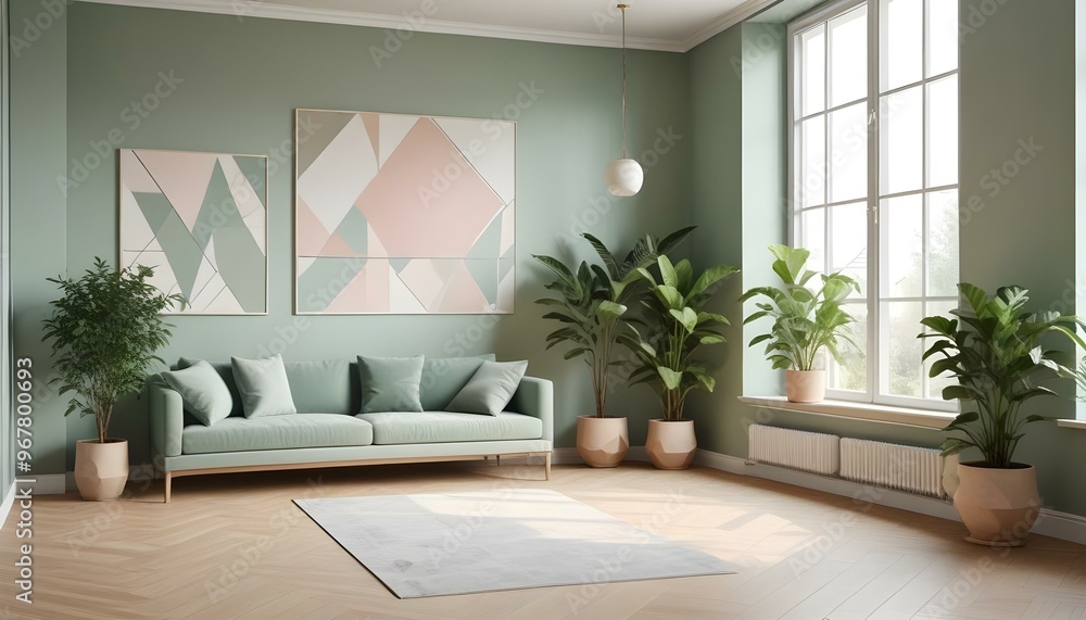 Photo interior modern design room 3d illustration; Photo interior modern design room 3d illustration;