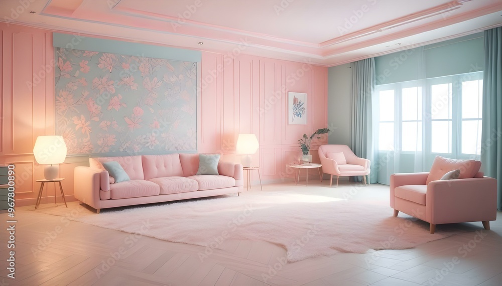 Fototapeta premium Photo interior modern design room 3d illustration;