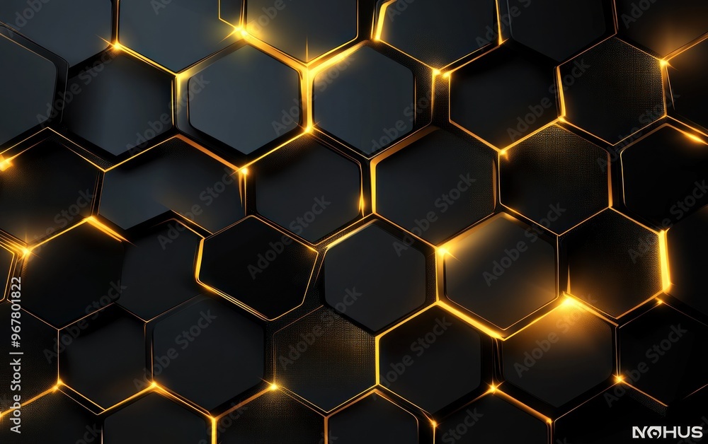 Abstract Geometric Background with Glowing Hexagons Abstract Geometric Background with Glowing Hexagons