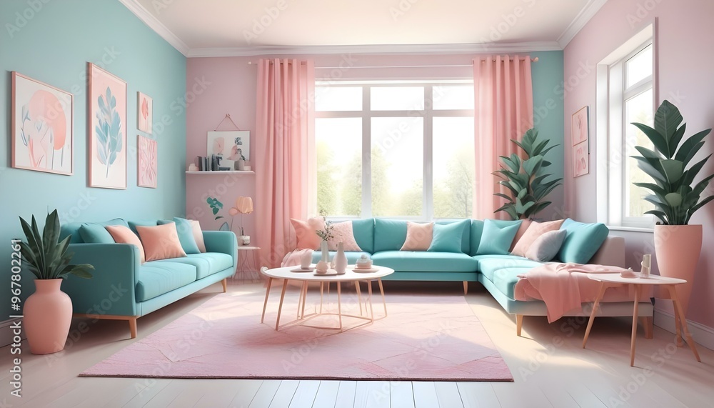 Fototapeta premium Photo interior modern design room 3d illustration;