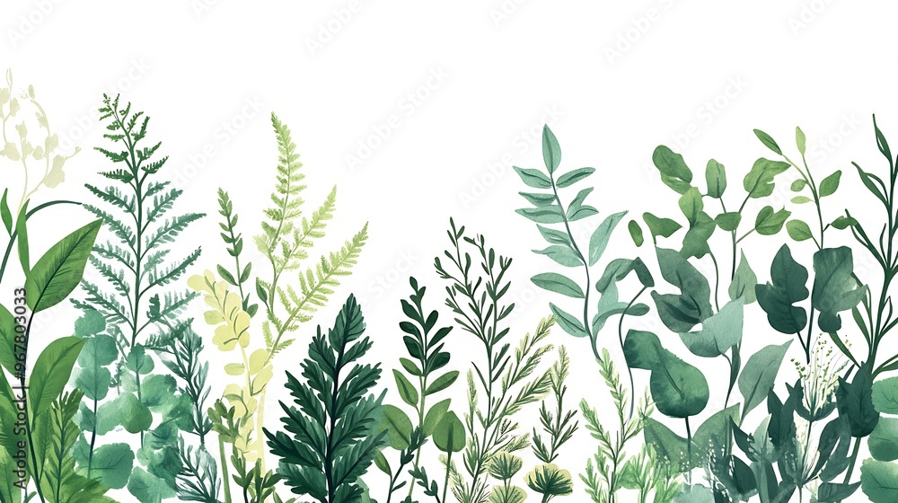 Obraz premium Green Lush Foliage Illustration
