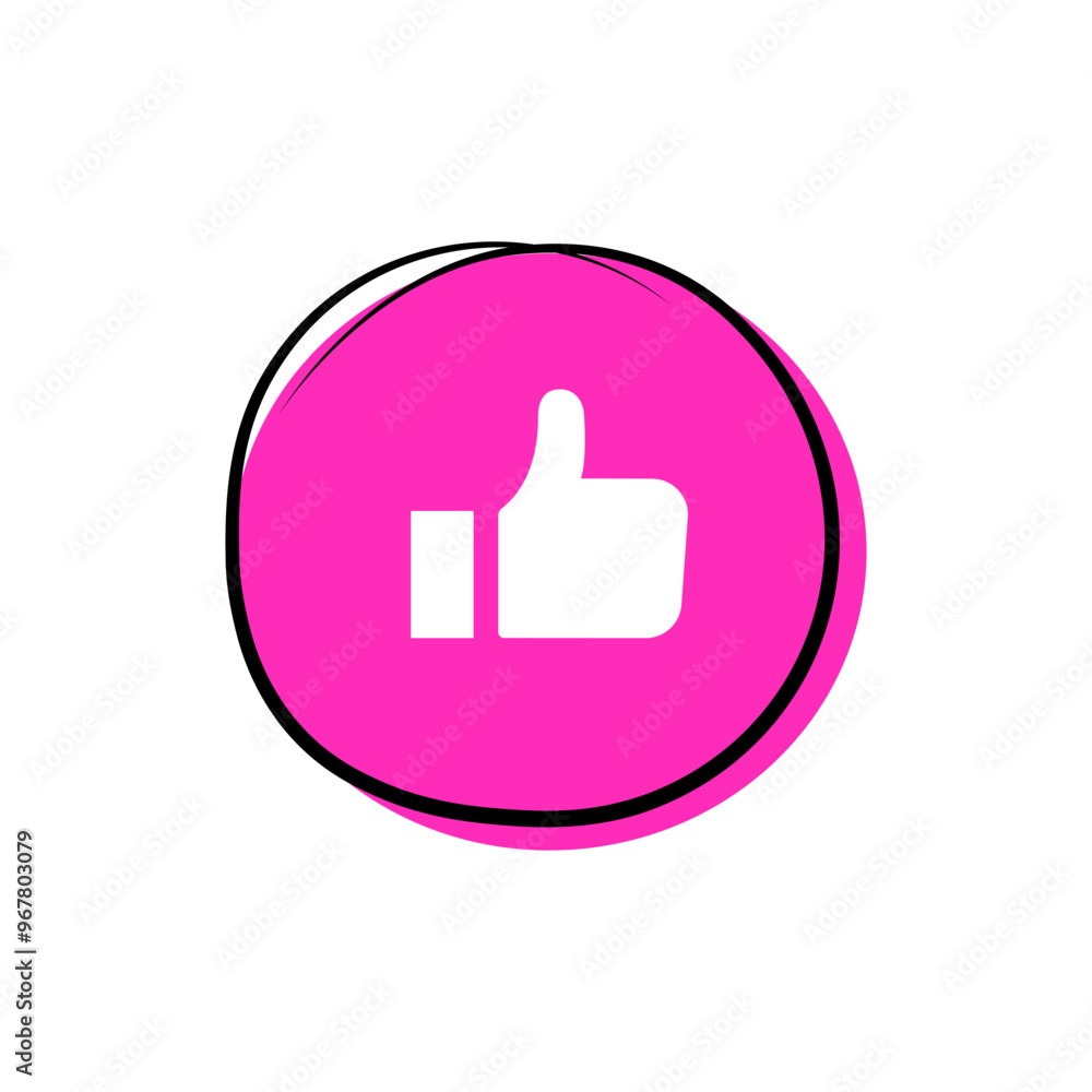 Hand drawn circle with thumbs icon. Social media notification icons in speech bubbles. Hand drawn circle with thumbs icon. Social media notification icons in speech bubbles.