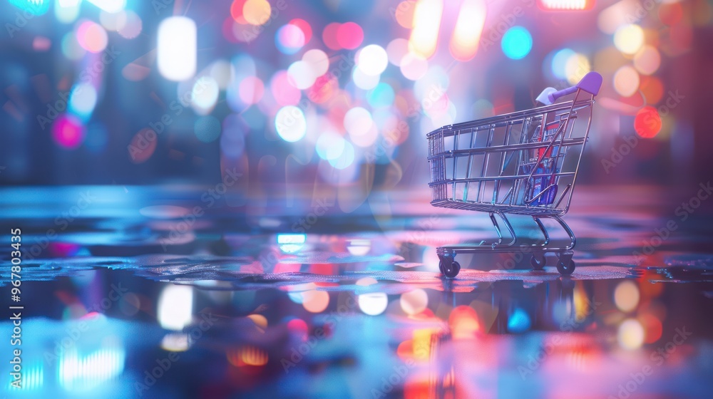 Shopping Cart Under Neon Lights Shopping Cart Under Neon Lights