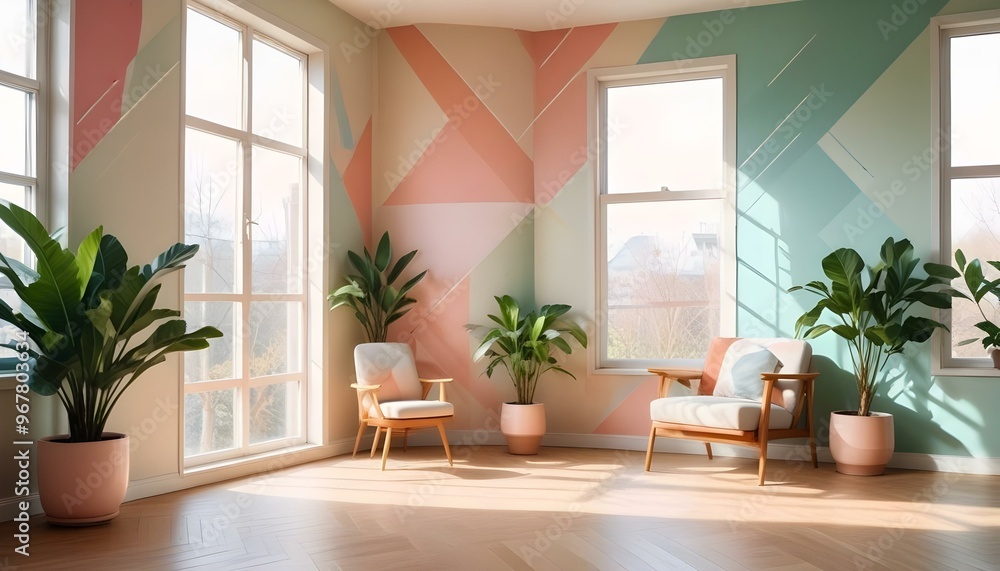 Photo interior modern design room 3d illustration; Photo interior modern design room 3d illustration;