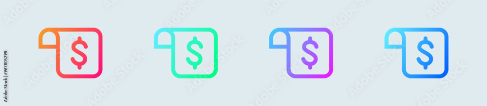 Bill line icon in gradient colors. Invoice signs vector illustration. Bill line icon in gradient colors. Invoice signs vector illustration.