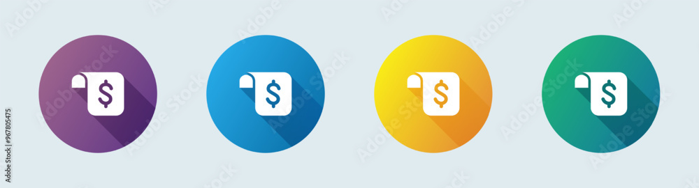 Bill solid icon in flat design style. Invoice signs vector illustration.