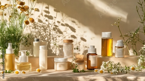 Wallpaper Mural A collection of natural beauty products designed for all skin types, featuring gentle, organic ingredients like aloe vera and chamomile, displayed in an inclusive and diverse setting Torontodigital.ca