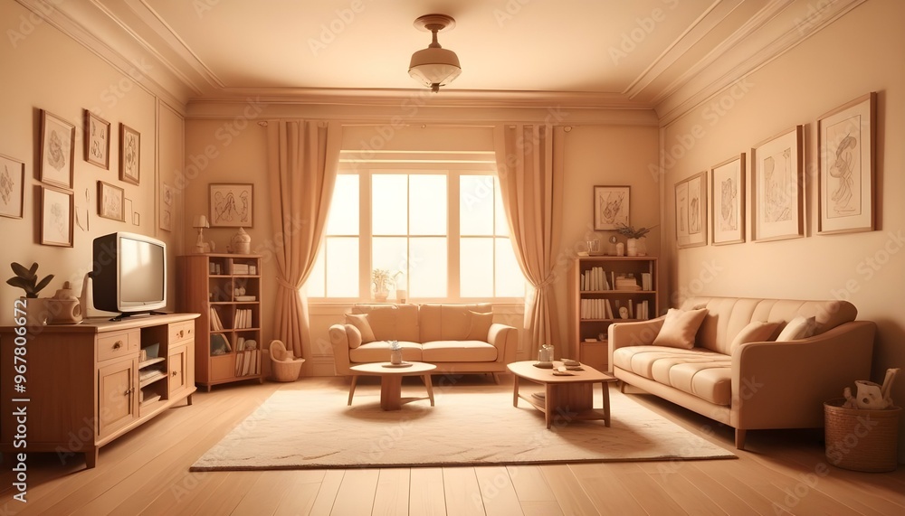 Fototapeta premium Photo interior modern design room 3d illustration;