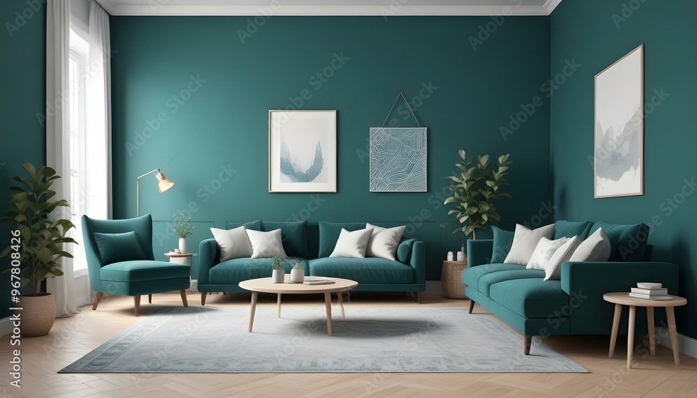 Photo interior modern design room 3d illustration; Photo interior modern design room 3d illustration;