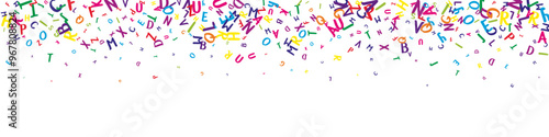 Flying latin letters. Colorful childish scattered