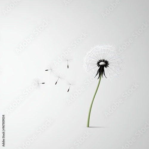Wallpaper Mural A single dandelion seed floating in the air Torontodigital.ca