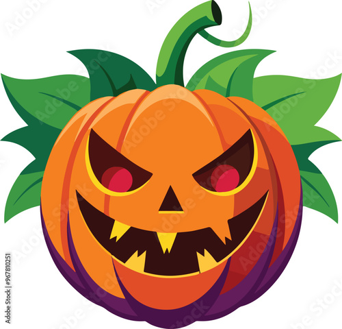 scary Halloween pumpkin face Catton vector illustration