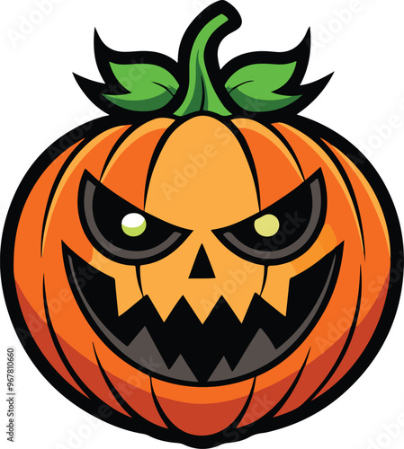 scary Halloween pumpkin face Catton vector illustration