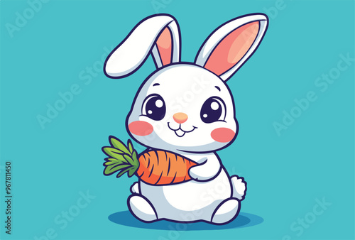 Vector illustration of a cute bunny holding a carrot, perfect for children's designs