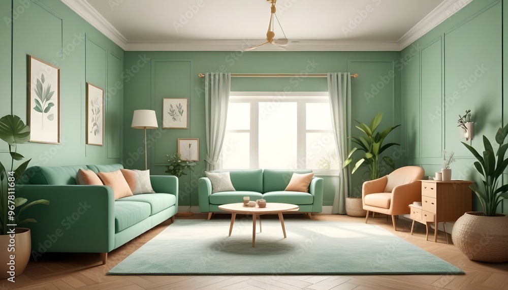 Photo interior modern design room 3d illustration; Photo interior modern design room 3d illustration;