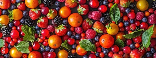 background from different fruits berries. Selective focus