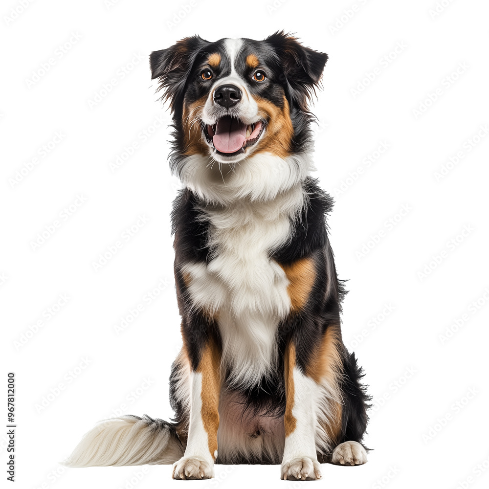 Australian Shepherd Dog Sitting isolated on transparent or white background Australian Shepherd Dog Sitting isolated on transparent or white background