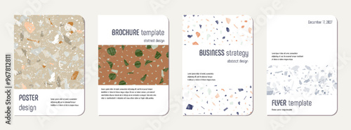 School notebook cover design. Terrazzo abstract