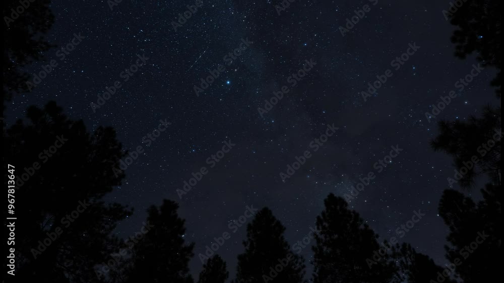 Time lapse of the Milky Way moving over towering pine trees Time lapse of the Milky Way moving over towering pine trees