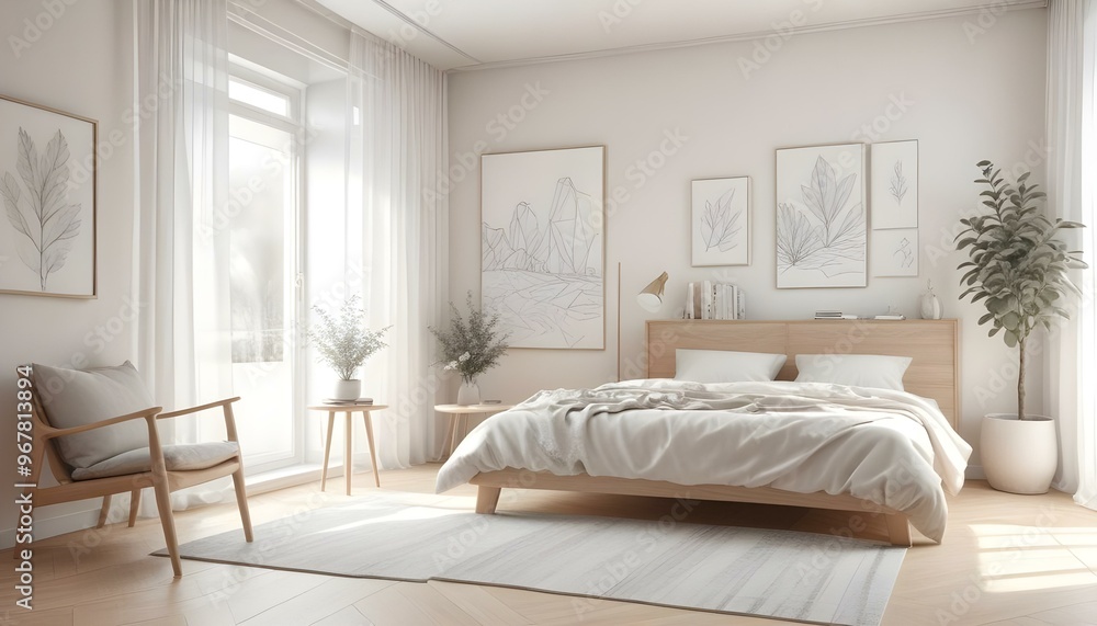 Fototapeta premium Photo interior modern design room 3d illustration;