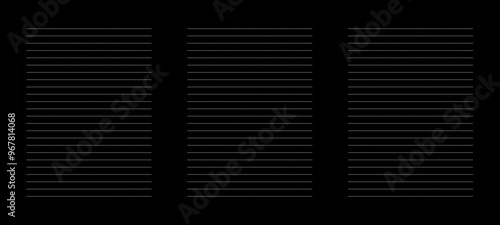 Paper lined.Note Paper. lined and black paper blank sheets set Vector Illustration.