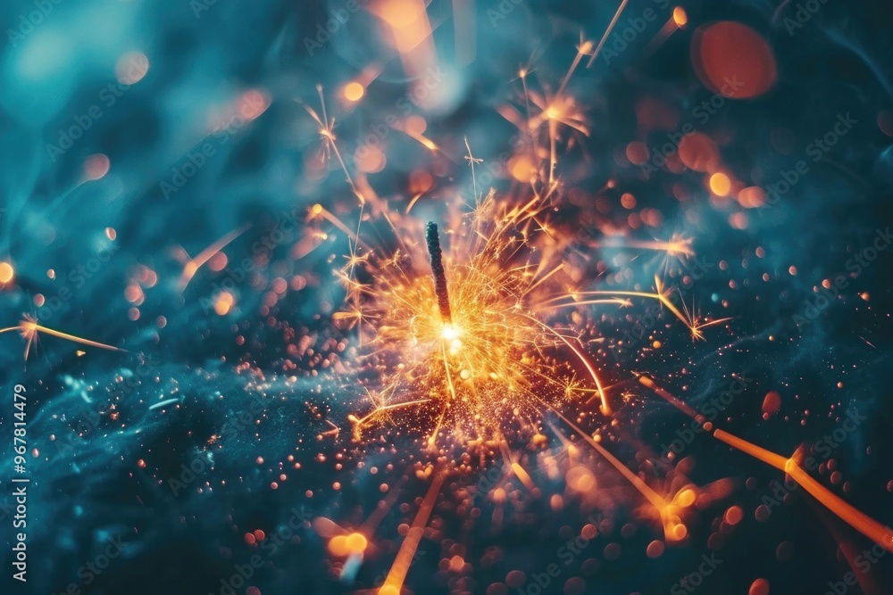 Fototapeta premium A close-up view of sparkling pyro photography with a burst of color and light.