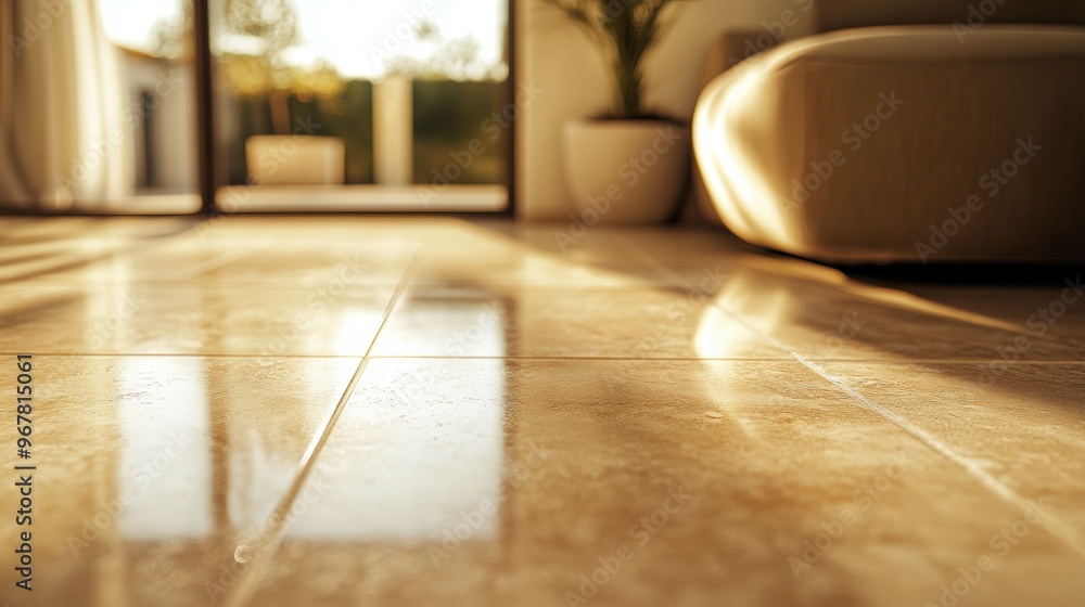 Medium shot of a smooth, ceramic tile, the subtle glaze and imperfections highlighted in striking focus Medium shot of a smooth, ceramic tile, the subtle glaze and imperfections highlighted in striking focus