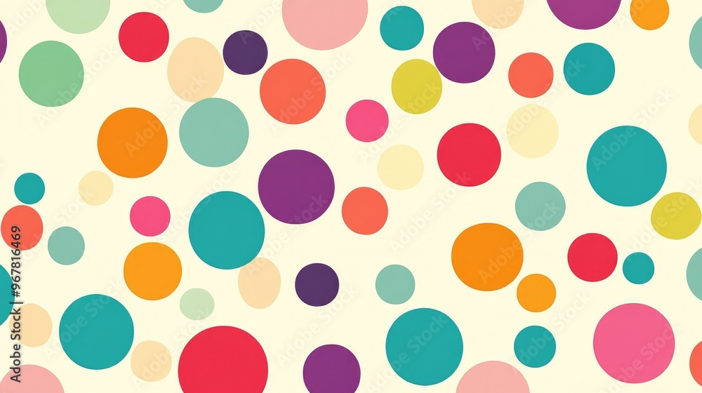 A seamless polka dot pattern with alternating large and small dots in bright colors, creating a fun and playful design A seamless polka dot pattern with alternating large and small dots in bright colors, creating a fun and playful design