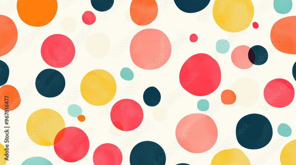 A seamless polka dot pattern with alternating large and small dots in bright colors, creating a fun and playful design A seamless polka dot pattern with alternating large and small dots in bright colors, creating a fun and playful design