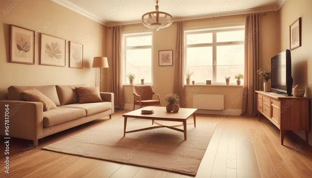 Fototapeta premium Photo interior modern design room 3d illustration;