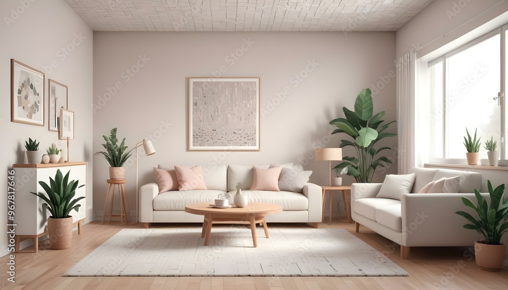 Fototapeta premium Photo interior modern design room 3d illustration;