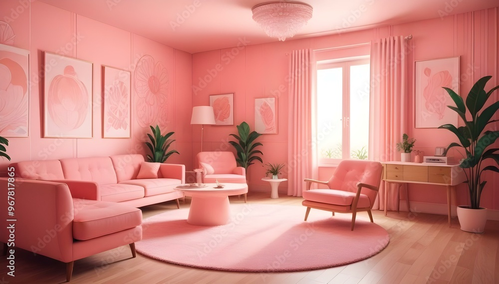 Fototapeta premium Photo interior modern design room 3d illustration;