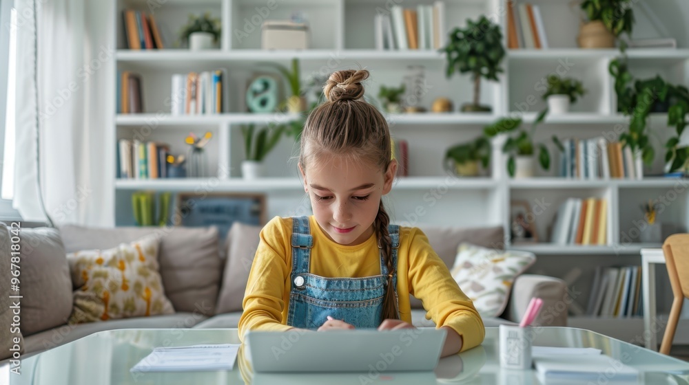 The Girl Using Tablet The Girl Using Tablet