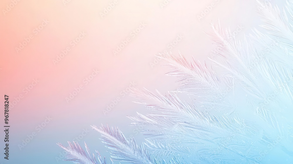 Frosted window, delicate ice patterns, 3D illustration, copy space for text, Frosted window, delicate ice patterns, 3D illustration, copy space for text,