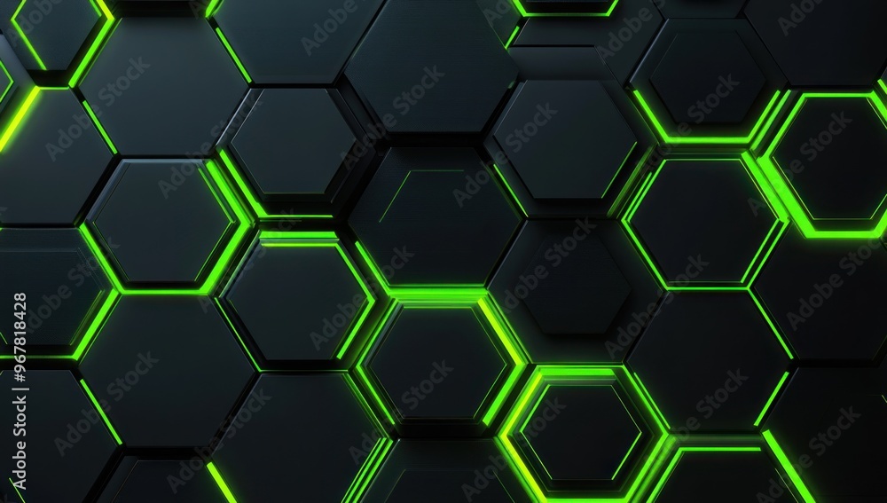 Abstract Hexagon Pattern with Green Glow Abstract Hexagon Pattern with Green Glow