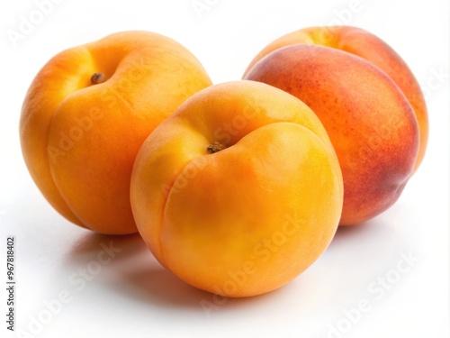 Three fresh apricots on white background