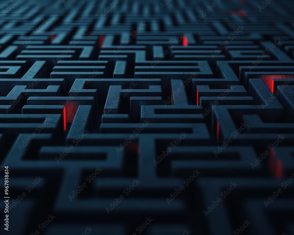 An abstract maze of fluctuating financial graphs, representing the complexity of market growth strategies, Illustration, Bright and dark contrasts An abstract maze of fluctuating financial graphs, representing the complexity of market growth strategies, Illustration, Bright and dark contrasts
