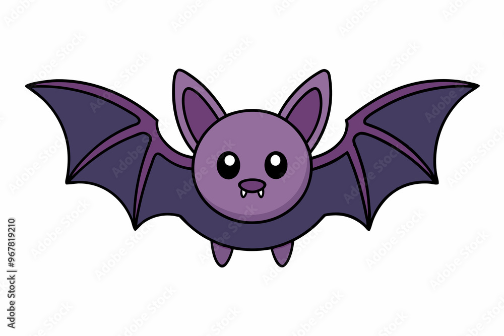 Fototapeta premium Silhouette of a flying colorful bat isolated on a white background.