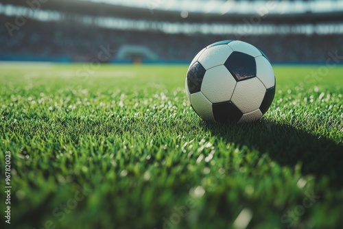 Soccer ball on grass field.