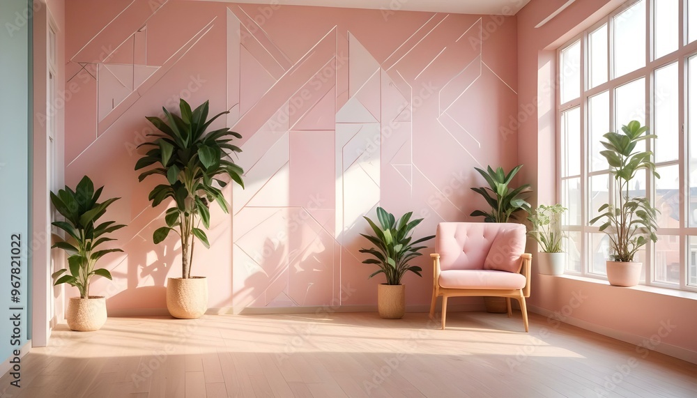 Photo interior modern design room 3d illustration; Photo interior modern design room 3d illustration;