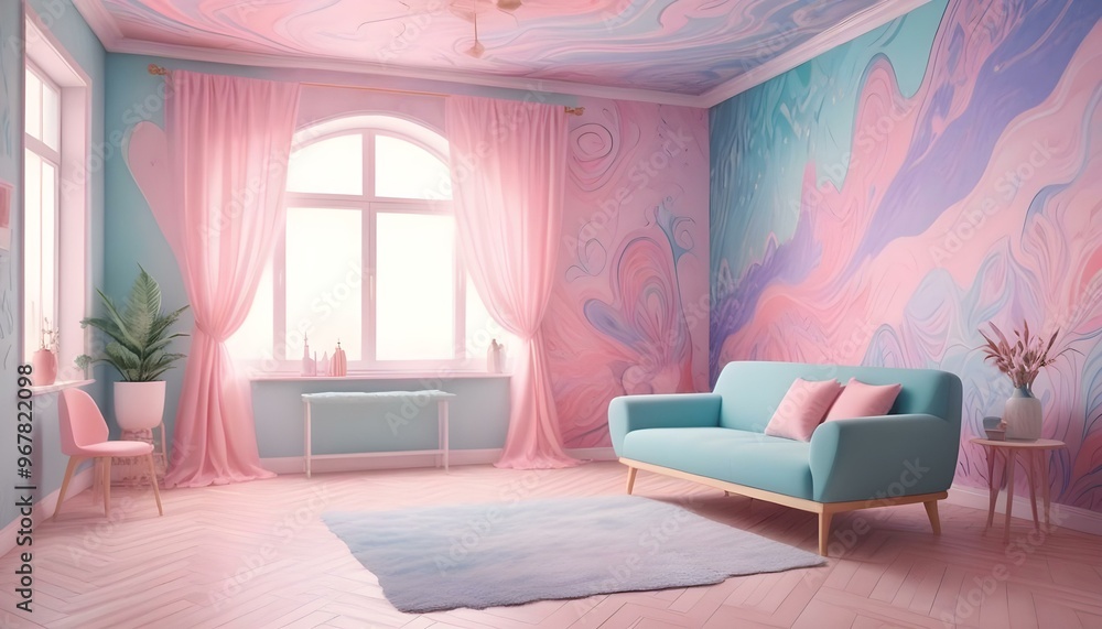 Photo interior modern design room 3d illustration; Photo interior modern design room 3d illustration;