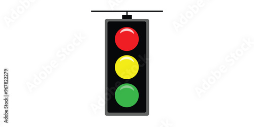 Stoplight sign. Icon traffic light on white background. Symbol regulate movement safety and warning. Electricity semaphore regulate transportation on crossroads urban road. Vector illustration.