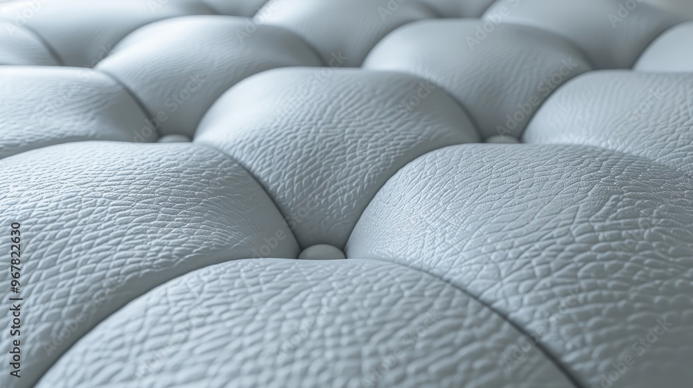 Fototapeta premium Close-up of a tufted leather surface, characterized by its diamond-patterned stitching and plush, padded texture