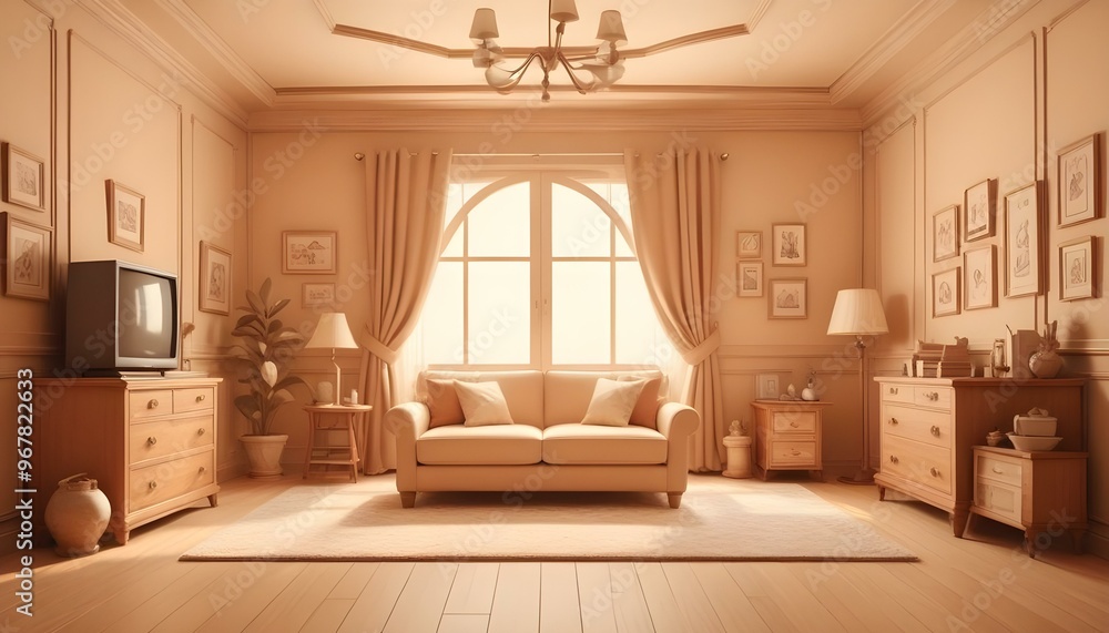 Fototapeta premium Photo interior modern design room 3d illustration;